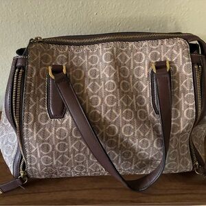 Calvin Klein Brown and Cream Satchel